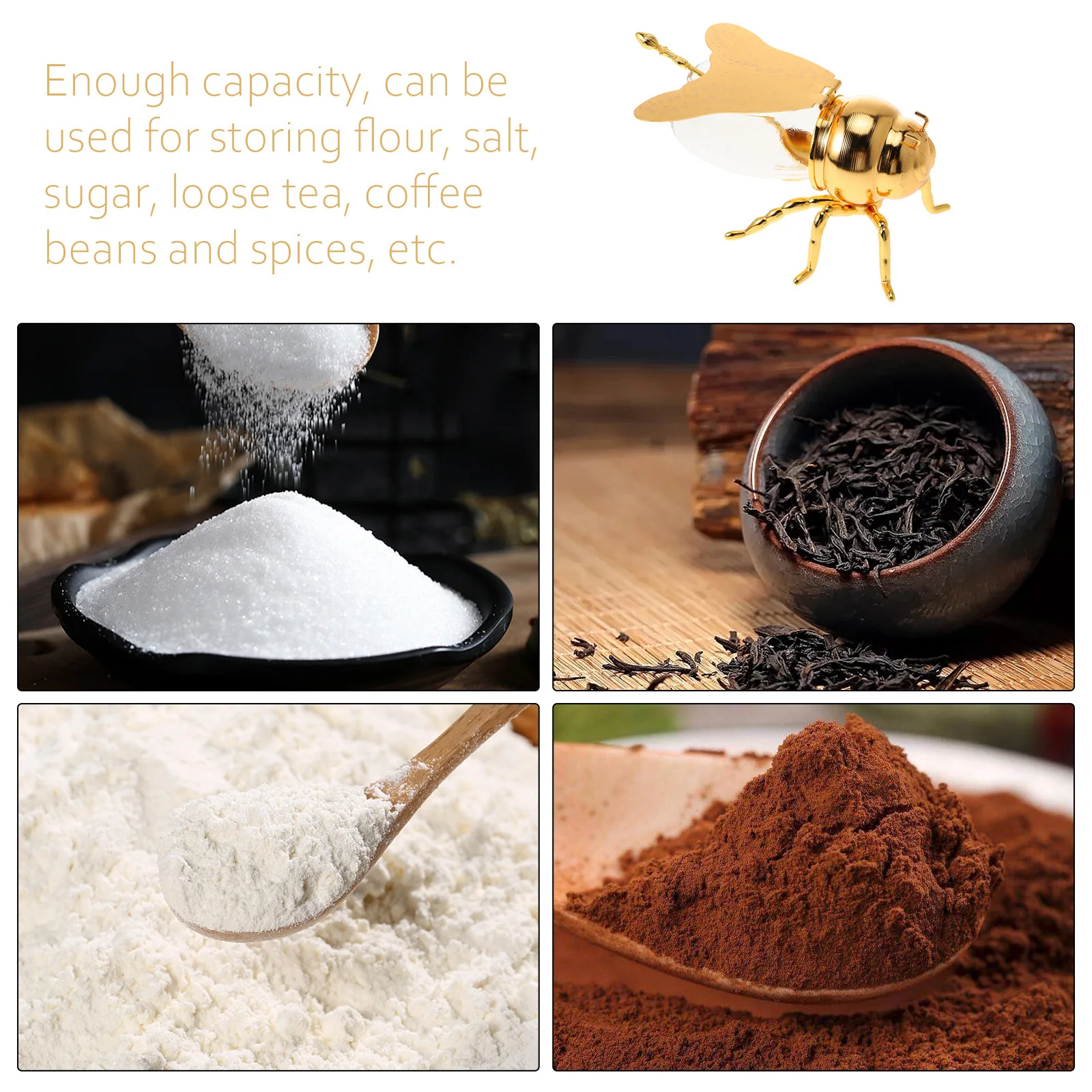 

Household Spice Container Multi-Function Salt Jar Bright Color Exquisite Shape Decorative Condiment Jar for Home Kitchen Dining