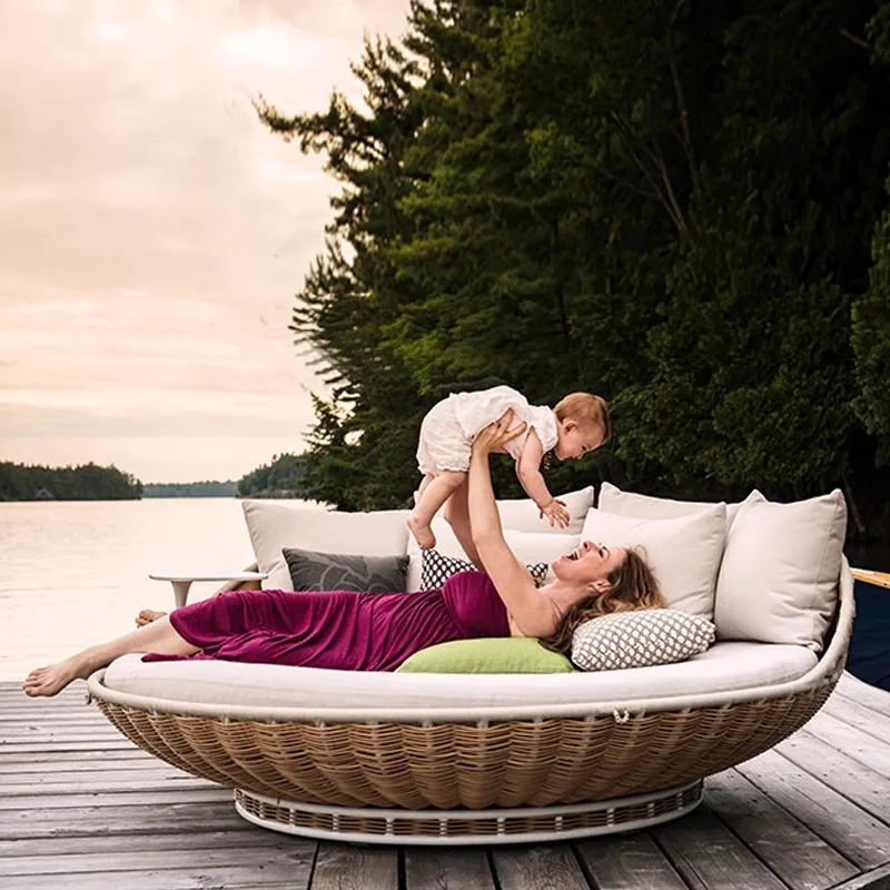 

B & B Bird's Nest Swing Rattan Round Hammock Hammock Garden Double Hanging Basket