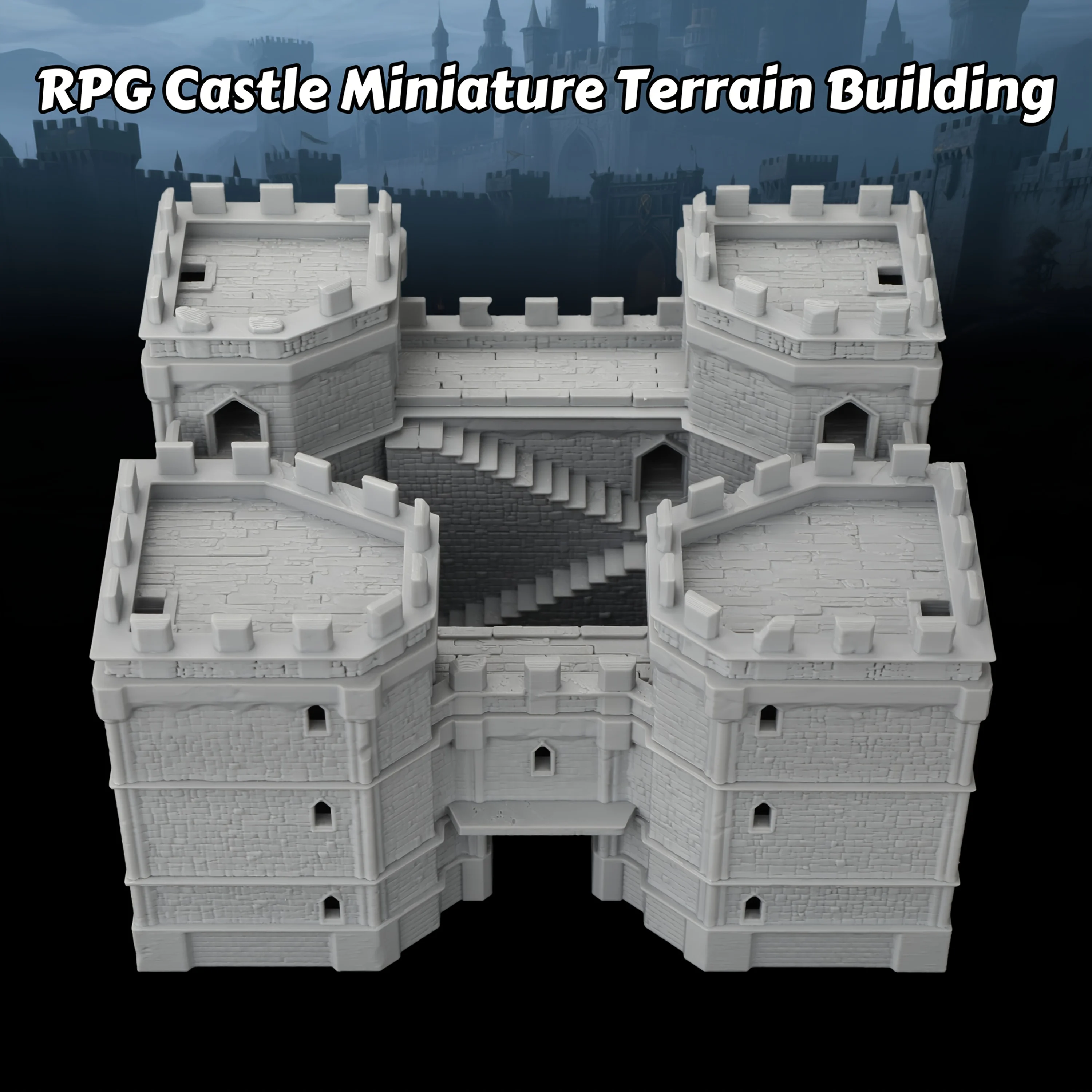 RPG Castle Miniature Terrain Building – TTRPG Modular Fortress Set for Tabletop Games, Fantasy Medieval Adventures Scenes