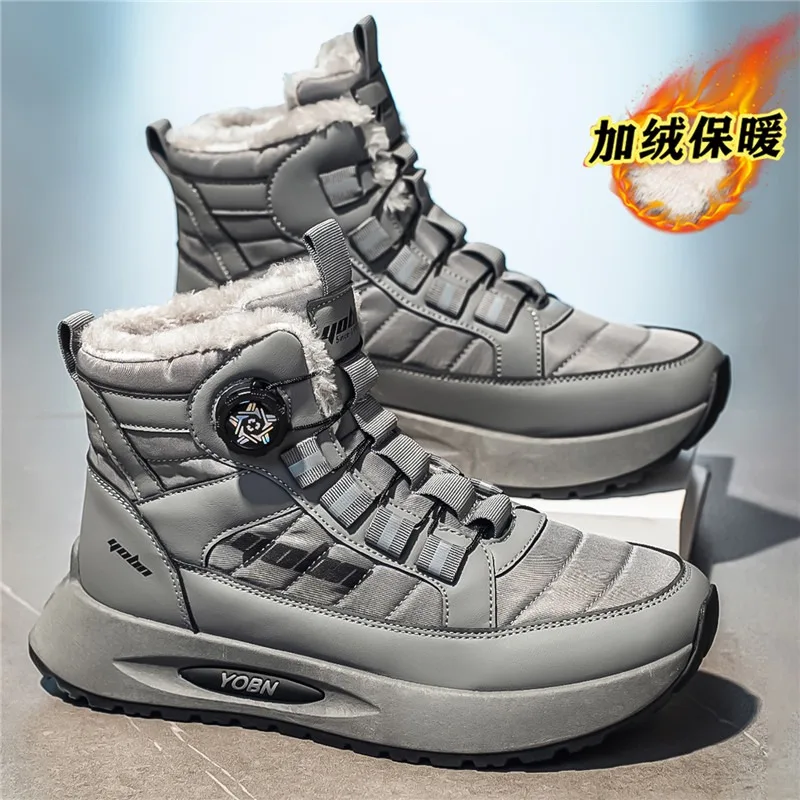 2025 Zapatillas altas informales para hombre, botas para la nieve, duraderas y cálidas, populares en otoño e invierno, modernas y a la moda.