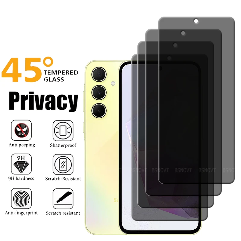 4/3/2/1Pcs For Samsung Galaxy A35 Glass Samsung A35 Tempered Glass 9H HD Glue Anti-Spy Privacy Screen Protector Samsung A35 A 35