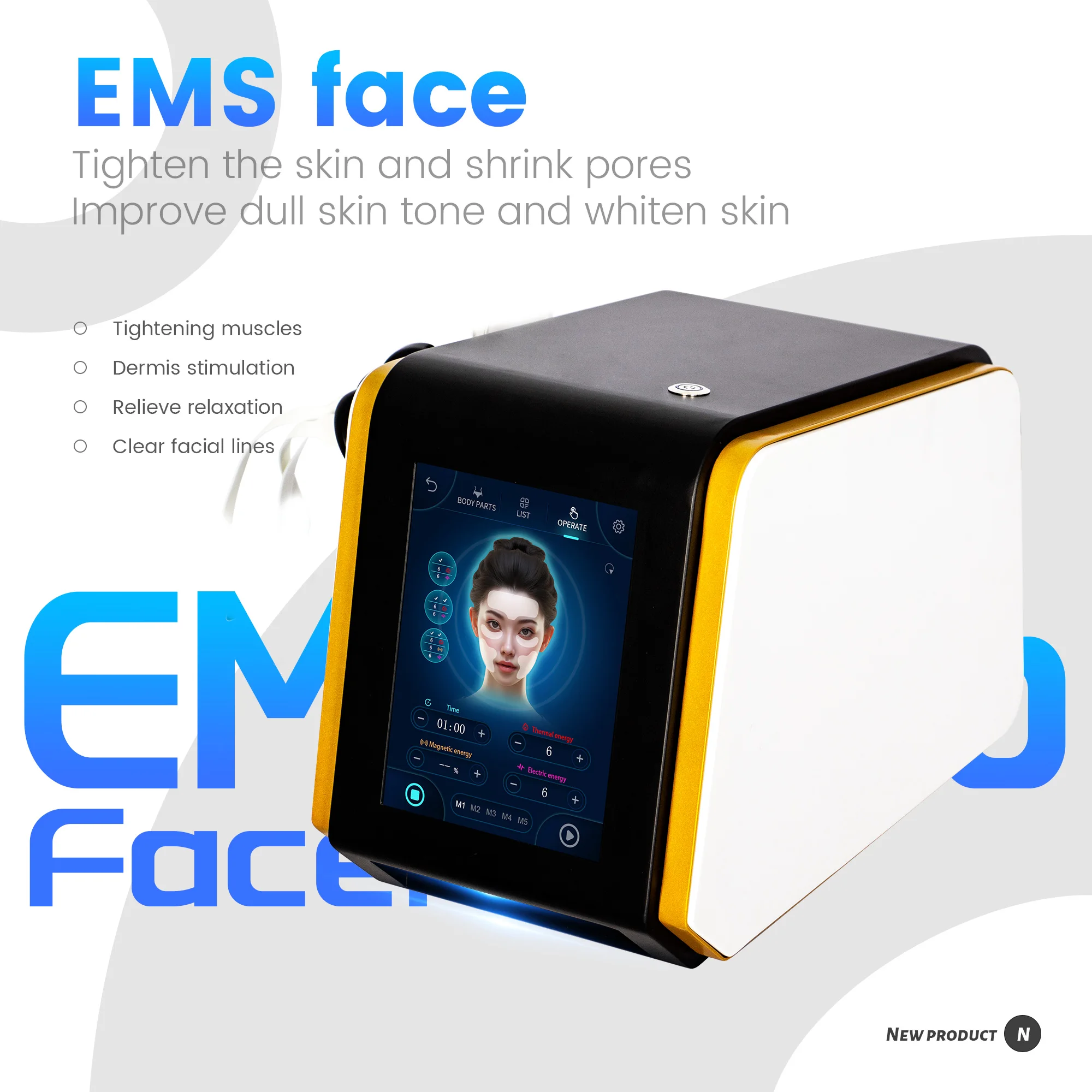 

EMS Skin Face Machine Face Lift Facial Skin Tighten Lifting Machine Electromagnetic Wrinkle Reduction Female