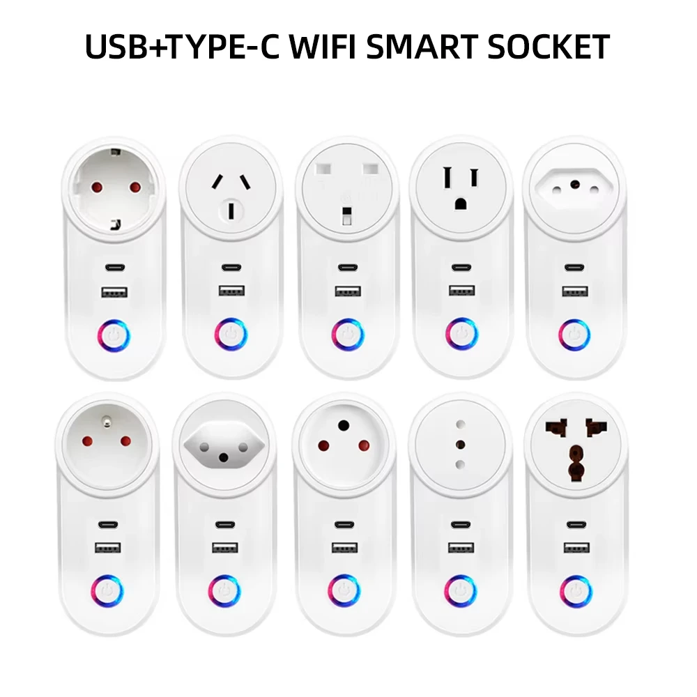 

SIXWGH Factory Direct Smartlife App WiFi Smart Socket USB-C Charging 16A Full Specifications for Google Home/Alexa Power Monitor