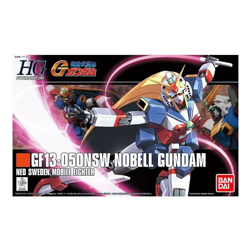 Bandai Original GUNDAM Anime Model HGFC 1/144 GF13-050NSW NOBELL GUNDAM Action Figure Assembly Model Toys Gifts for Children