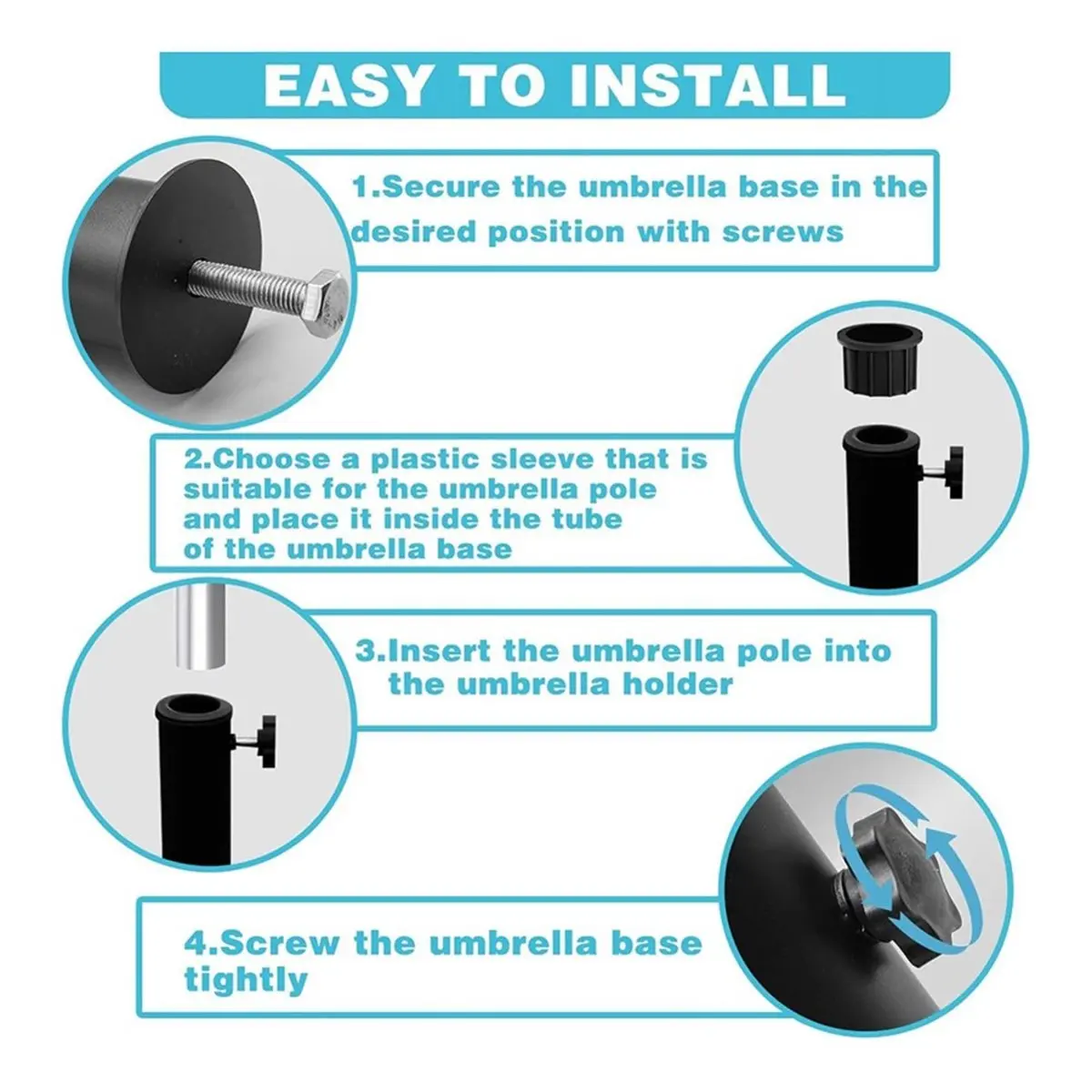 【TODAY-BUY】~@ Umbrella Pole Replacement Umbrella Mount, Metal Deck Umbrella Holder Outdoor, Universal Umbrella Replacement