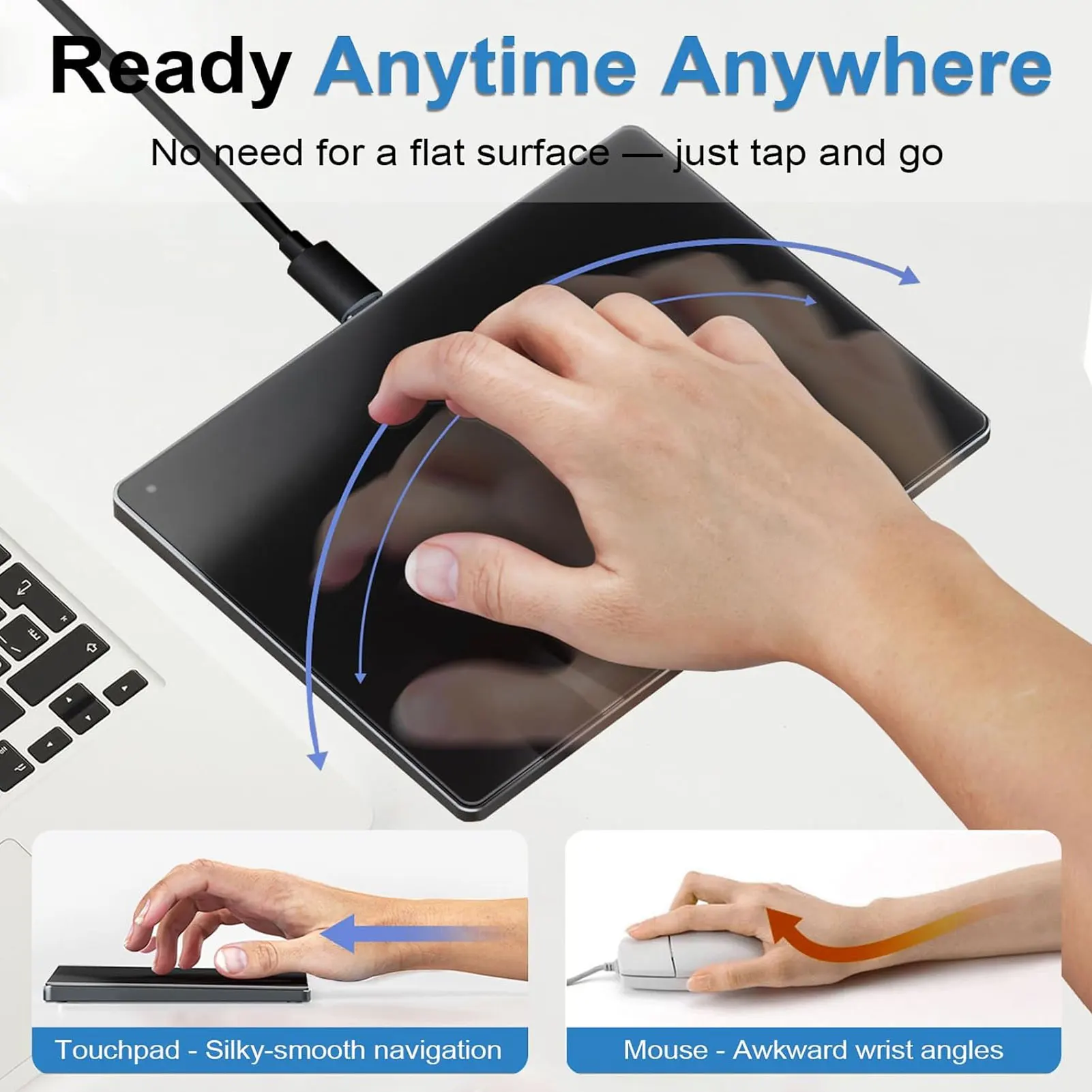 Wired USB Trackpad Large Slim Aluminum Alloy Portable Wired Touchpad Mouse with Multi Gesture for Computer Desktop Laptop view 4