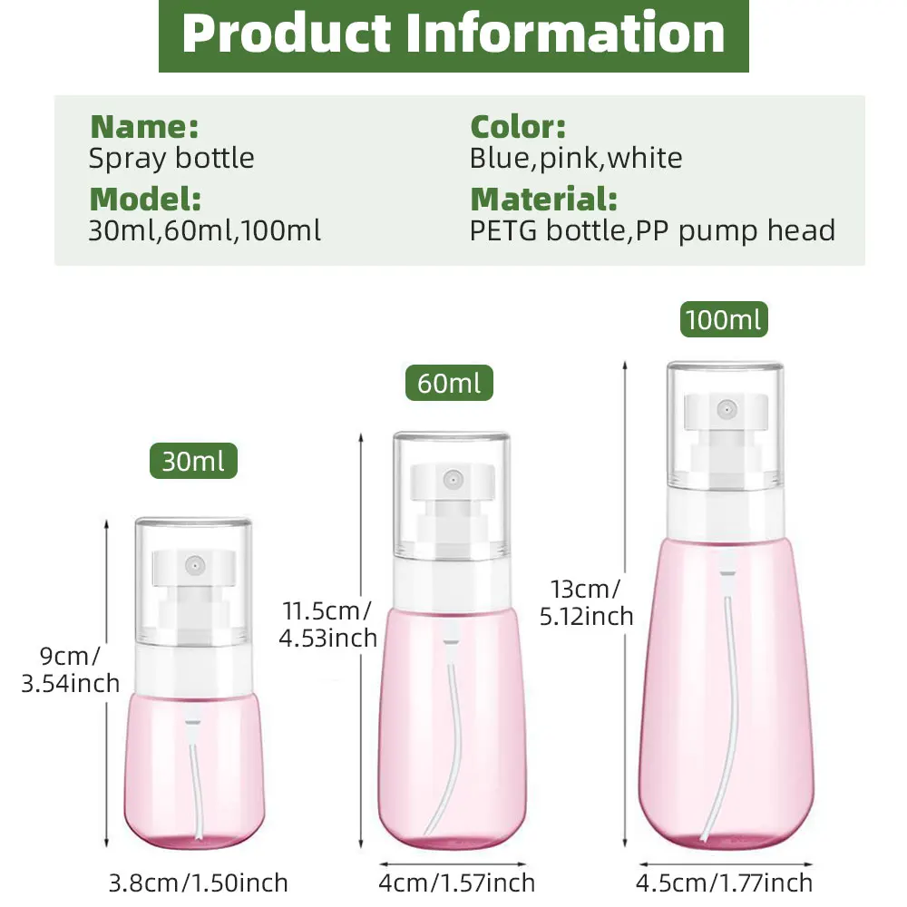 Flacone Spray da 30/60/100ml flacone diviso flaconi da viaggio riutilizzabili con coperchi per contenitori cosmetici per imballaggio di liquidi alcolici