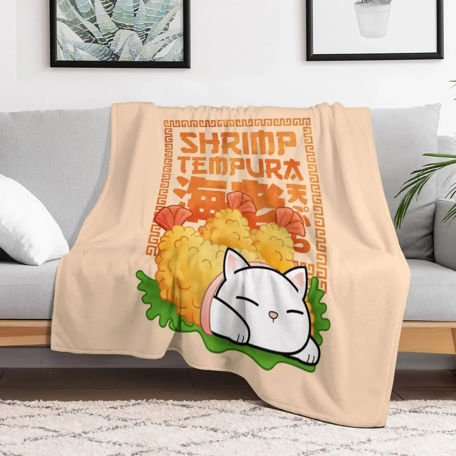 

Chubby Cat Shrimp Tempura Cat Throw Blanket Bed linens halloween Multi-Purpose Winter beds Blankets Furry cosplay anime Blankets