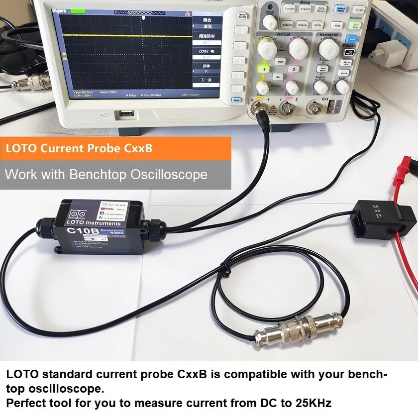 LOTO Standard Current Probe(Current Clip), Model  C10B, AC/DC, 25KHz, Universally Compatible Oscilloscope Current Probe