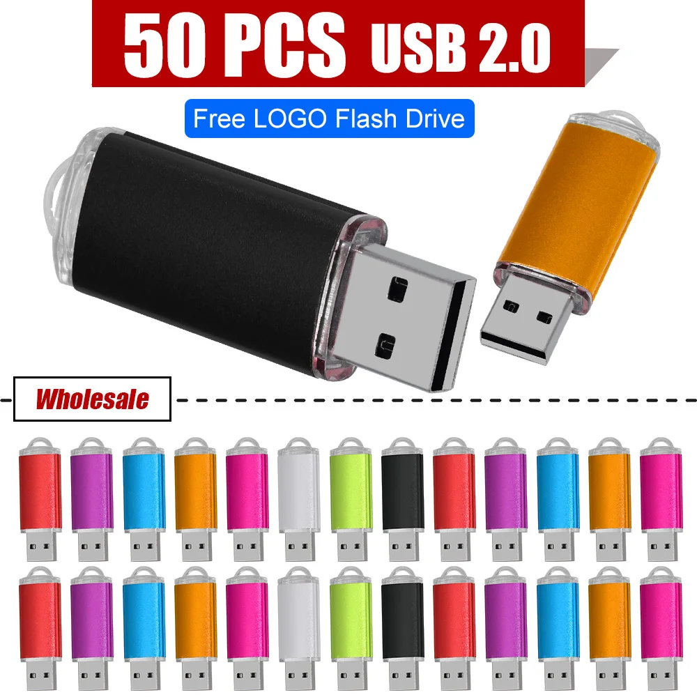 

50Pcs/lot USB 2.0 Flash Drive 1GB 2GB 4GB 8GB Pen Drive 16GB Pendrive 32GB USB Stick 64GB 128GB Memory Flash Disk Free Logo