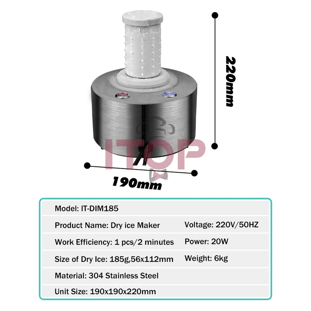 ITOP CO2 suchy kostkarka do lodu do produkcji Drikold stałego dwutlenku węgla do wyświetlania żywności i atmosfery, szybko zrobić 1 pcs/18s