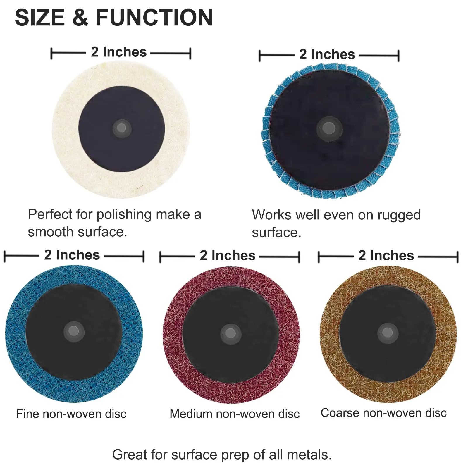 2 Inch Quick Change Discs Kit 41 Pcs 1/4" Roll Lock Holder Die Grinder for Surface Strip Grind Polish Fine Medium Coarse