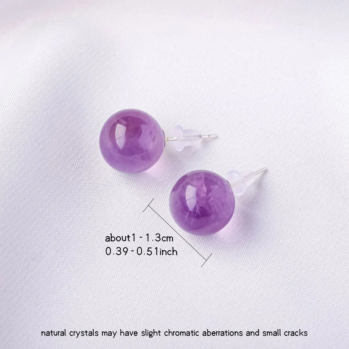 1PC Natural Amethyst Bead Earrings Light Luxury Premium Sterling Silver Earrings Temperament Fashion Jewelry Holiday Gift