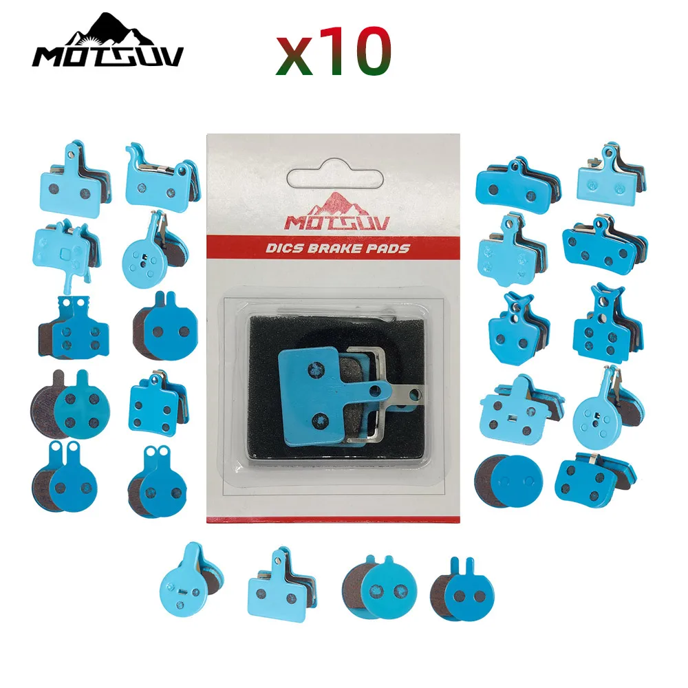 

10 Pairs Blue Multi Copper Bicycle Brake Pads Used For Shimano XTR M965 966 Saint XT SLX Deore Auriga SRAM AVID BB7