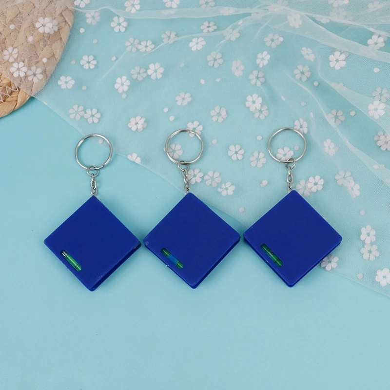 Square Keychain Measuring Tape with Bubble Level 0-100cm Tape Measure Pocket