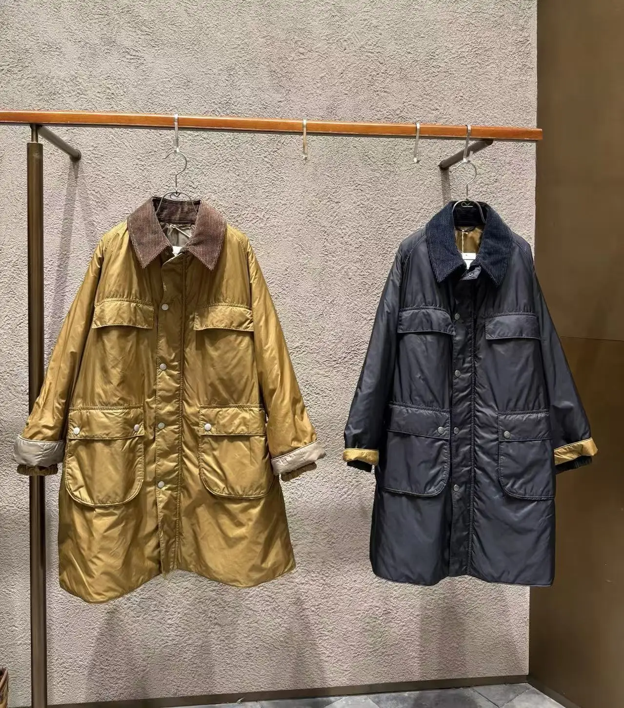 

Shiny Glossy Woven Nylon Cotton Jacket Men's Workwear Coat Straight Cut Long Sleeve Zipper Closure Pure Color Commute Style