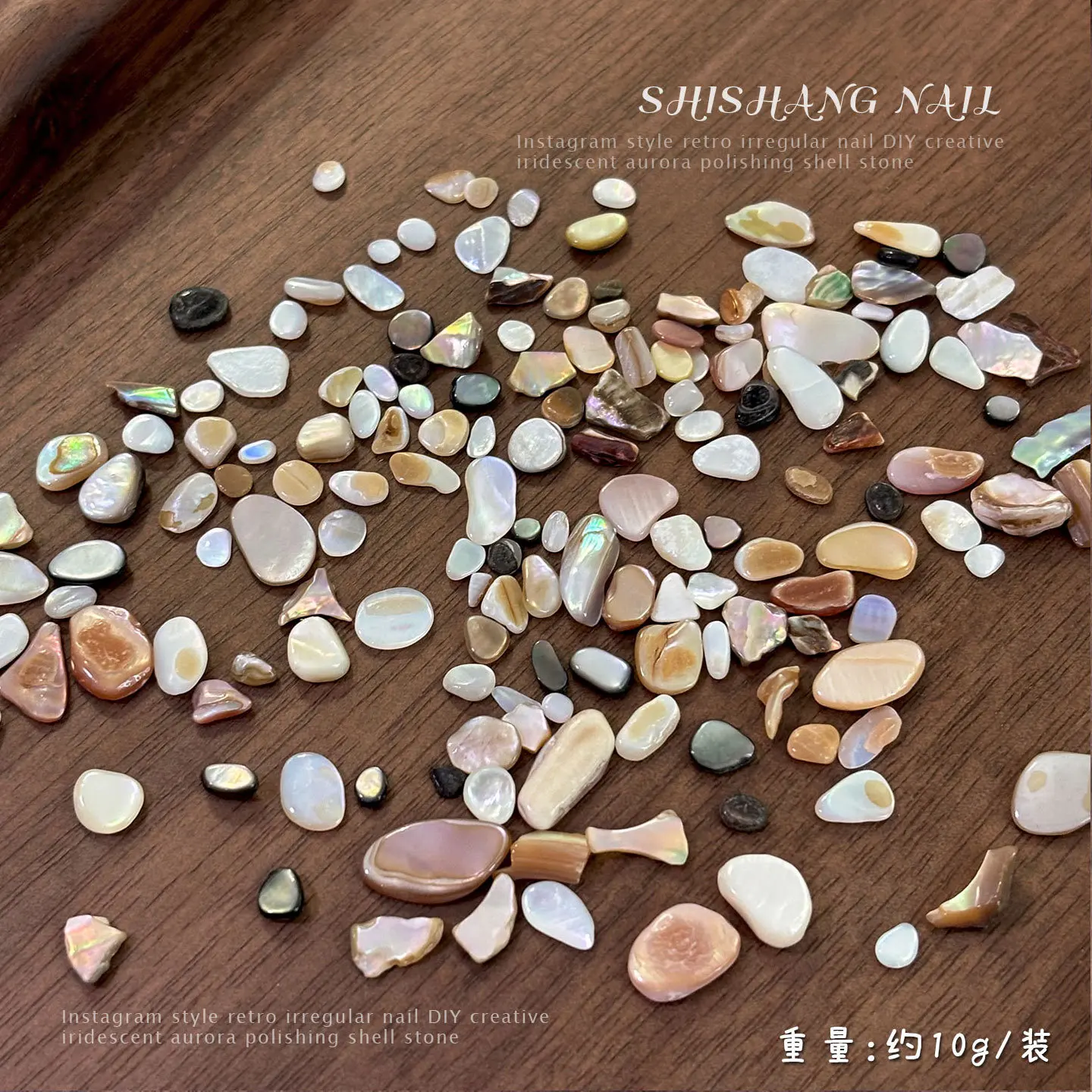 10g Irregular Natural Aurora Shell Stone Nail Charms 3D Abalone Mother of Pearl Fragments Seashell Flakes Manicure Accessories