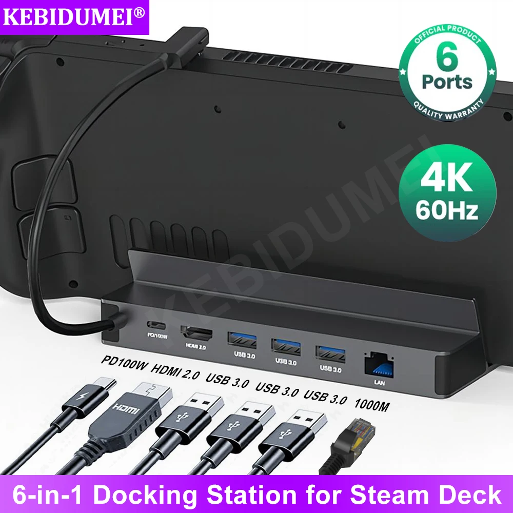 USB C Docking Station for Steam Deck ROG USB C HUB Type C to HDMI2.0 4K 60Hz 1000Mbps Gigabit Ethernet PD 100W USB 3.0 Adapter