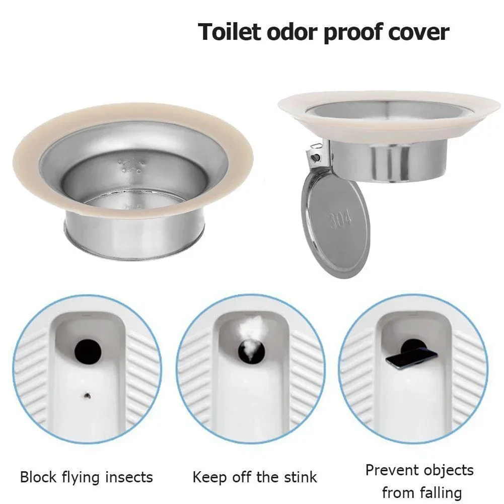 1pc Anti-smell Plug For Squatting Pan Stainless Steel Toilet Floor Deodorize Stopper Bathtub Anti-blocking Cover Bath Accesories