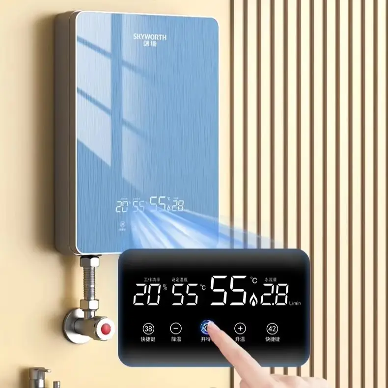 Calentador de agua eléctrico instantáneo, temperatura constante, frecuencia variable, baño, calentamiento rápido por velocidad del agua, artefacto de baño pequeño