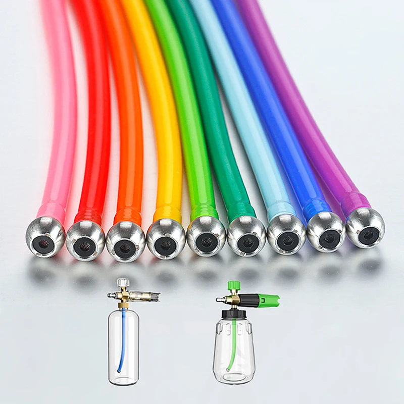 Práctica pipeta de silicona de caucho de 24,5 cm para cañón de espuma; Colorido con filtro de bola de gravedad de acero inoxidable