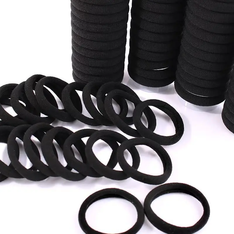 100/200 Stück Verstärkte Hochelastische Schwarze Haargummis für Damen, Stilvolle Einfache Haarbänder, Langlebige Haarbänder für Erwachsene – Detail 14