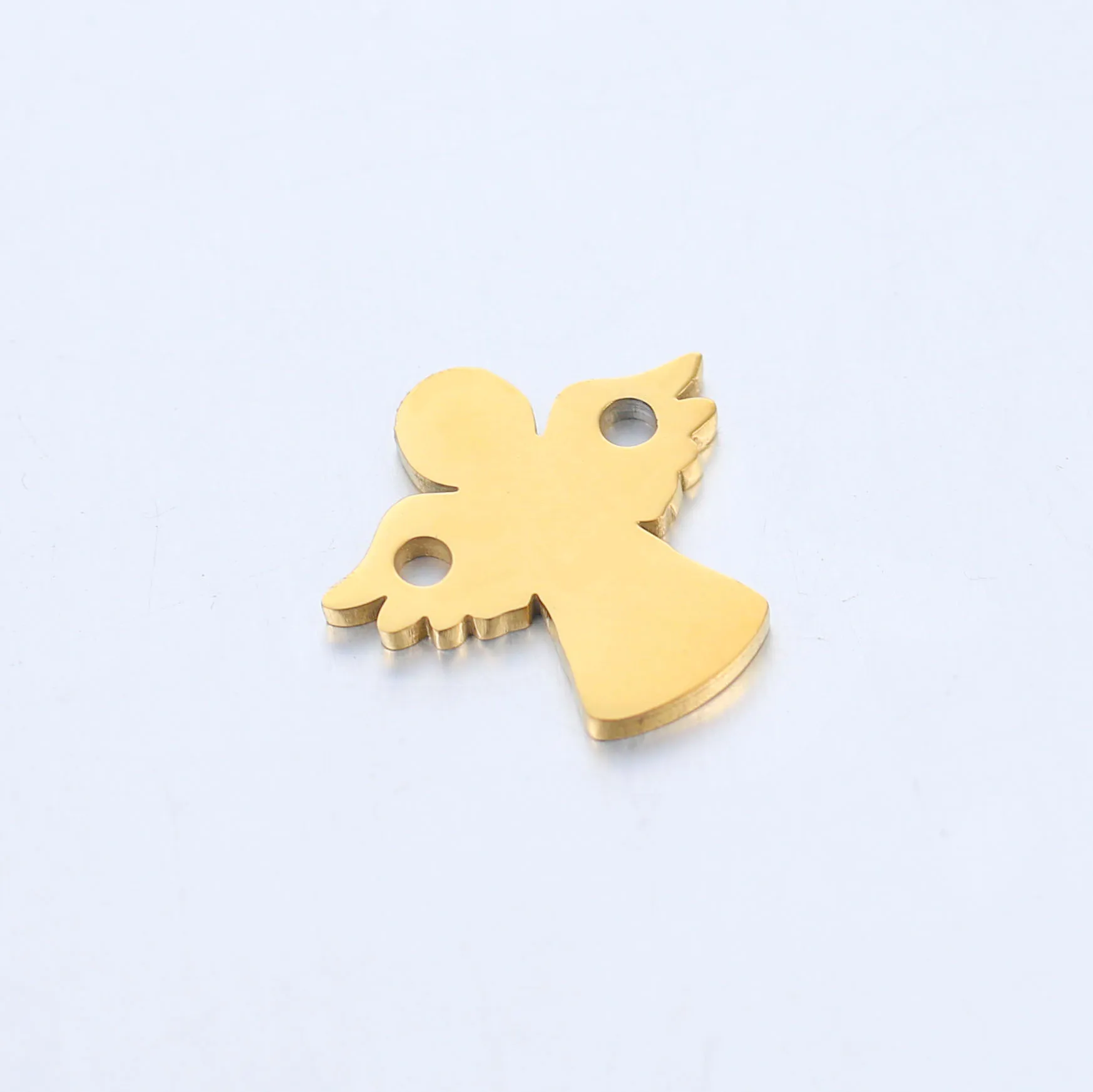 DOOYIO 5pcs/Lot Stainless Steel Angel Double Orifice Charm Pendant For DIY Jewelry Making Necklace Bracelet Accessories Gifts