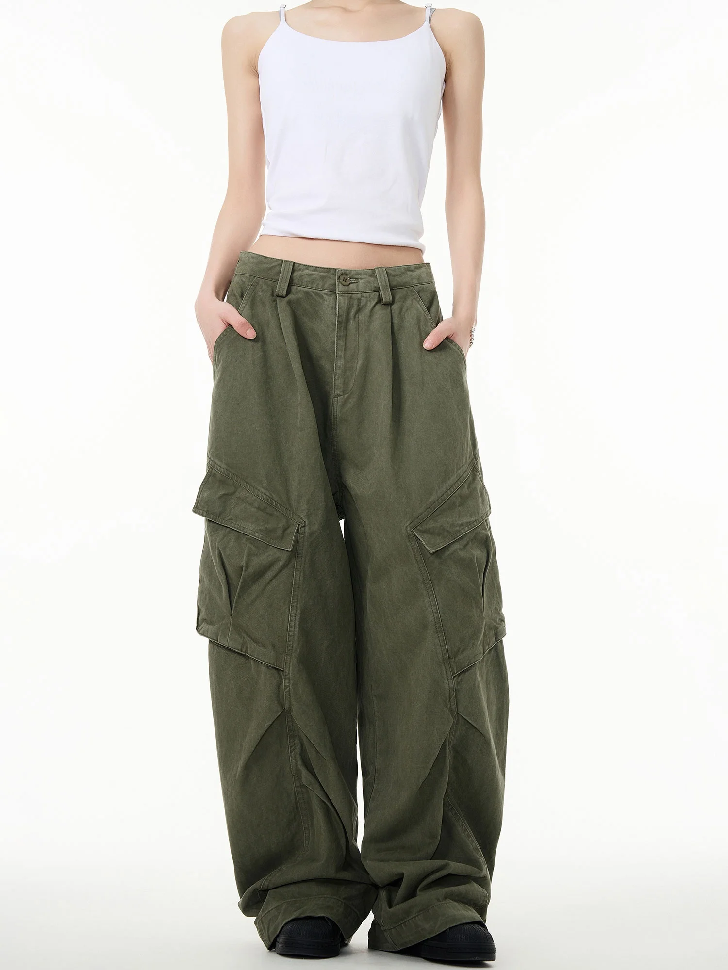 

Американские рабочие брюки в стиле ретро с деконструированным дизайном, мужские свободные повседневные плиссированные прямые драпированные брюки, повседневные широкие джинсы