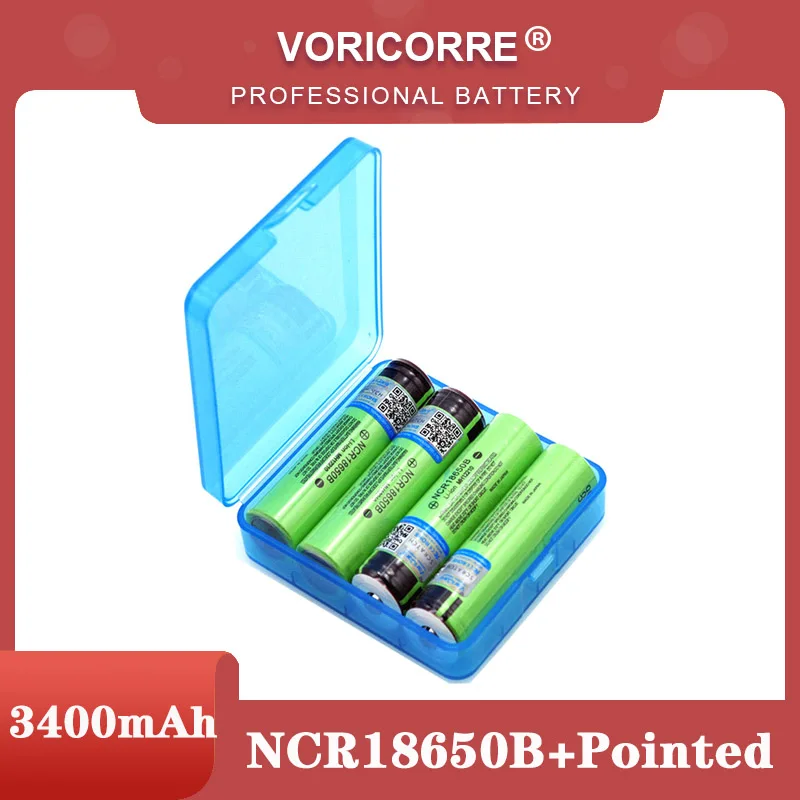 

New Original 18650 3.7 v 3400 mah Lithium Rechargeable Battery NCR18650B with Pointed (No PCB) batteries +Box