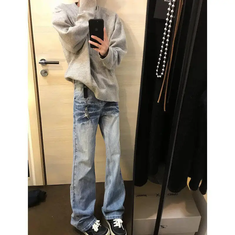 

Cleanfit Light Blue Bell Bot Jeans High Waist Lift Tummy Slim Straight Long Pants High Street Sle Cotton Denim Jeans