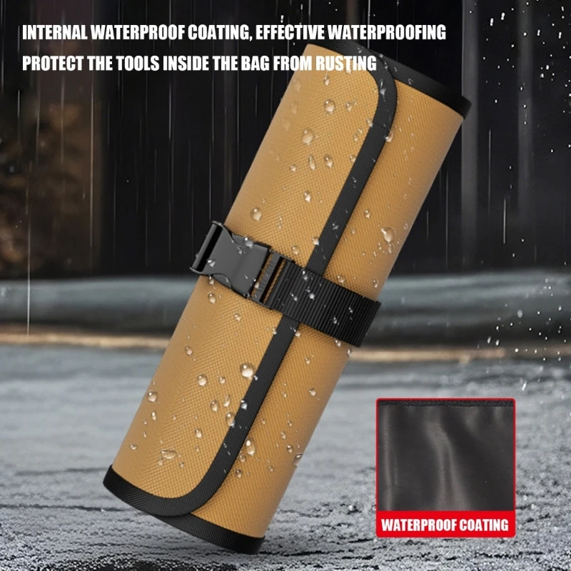 Roll Up Utility Bag for Repair Gear, Cloth Storage Pouch with 6 Slots, Center Clip Closure, 17.91 x 11.02 In high quality