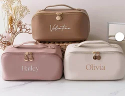 Personalized Printed Leather Makeup Bag, Large Capacity Makeup Bag, Christmas Gift, Bridesmaid Gift, Makeup Bride Gift