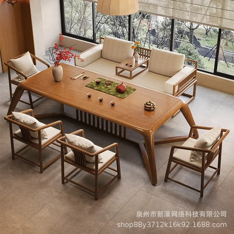 New Chinese Arhat Bed Tea Table and Chair Set for Home Living Room Office Reception Zen Style High End Kung Fu Tea Table