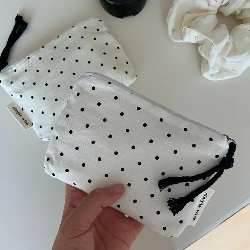 Portable Money Storage Bag Women Canvas Striped Mini Coin Purse Cute Small Wallet Card Holder Pouch for Earphone Lipstick