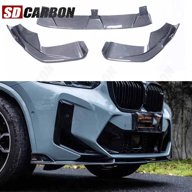 

For BMW X3M F97 X4M F98 2022+ Carbon Fiber Car Front Bumper Diverter Spoiler Diffuser Front lip chin Car Accessories