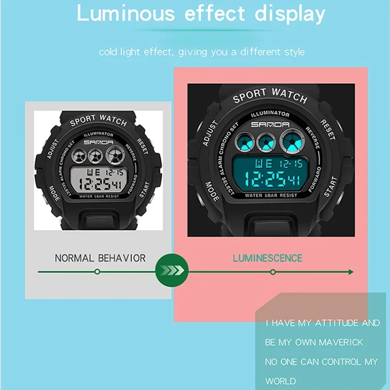 SANDA G-Style للجنسين ساعة اليد الإلكترونية 50 متر إضاءة مقاومة للماء التناظرية الرقمية الرياضة في الهواء الطلق موضة عادية ساعة رجالي نسائية