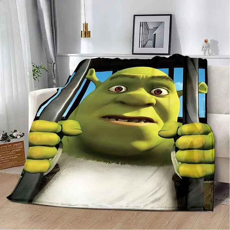 Cartoon Funny S-Shreks Printed Blanket Picnic Blankets Warm Blanket Soft and Comfortable Blanket Home Travel Birthday Gift@0￥