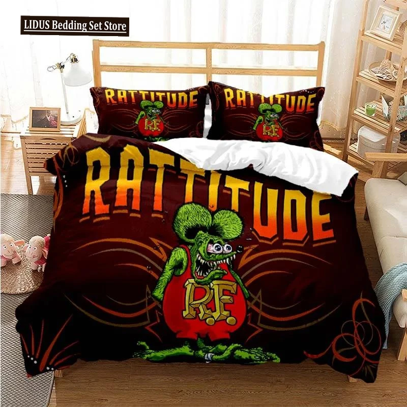 

Cartoon Rat Fink Bedding Set Duvet Cover Bedroom Comforter Covers Single Twin King ​Size Quilt Cover Home Textile 2/3PCS