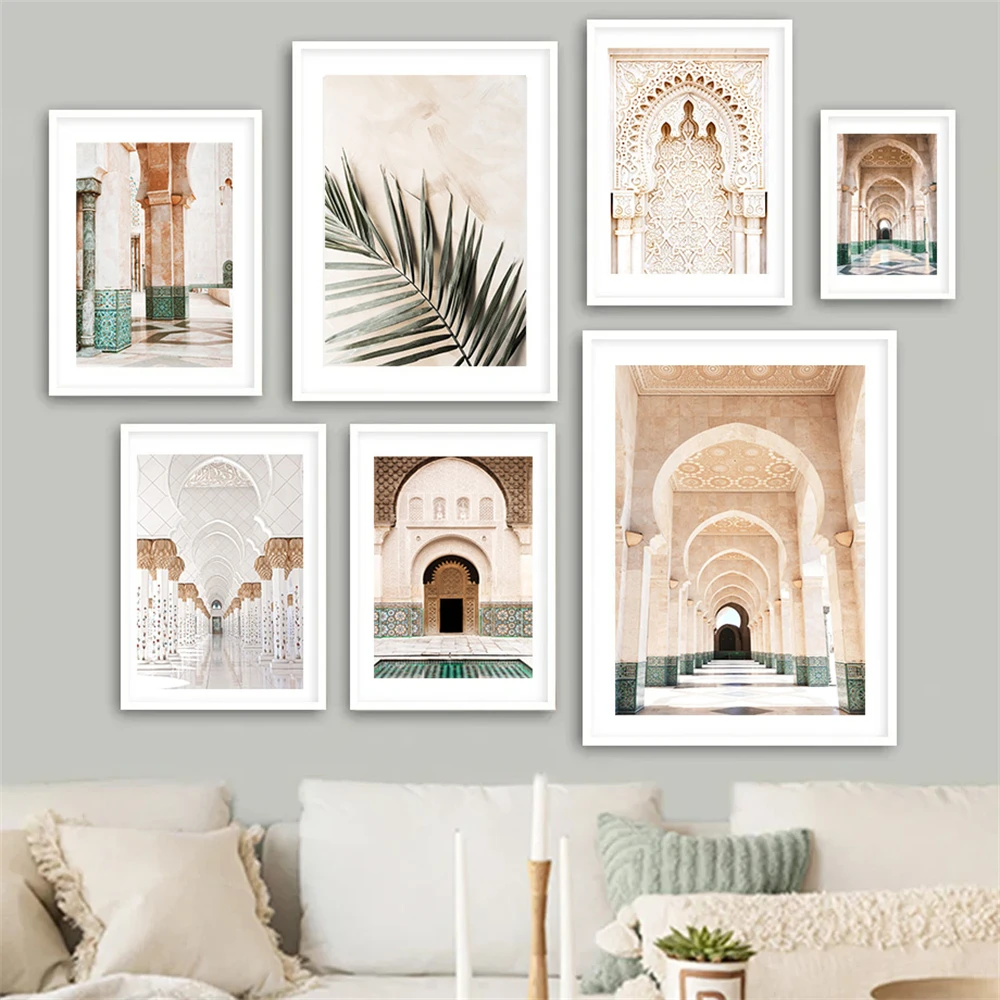 Islamic Architecture Art Painting Morocco Door Canvas Print Pictures Religion Mosque Poster Muslim Wall Prints Living Room Decor