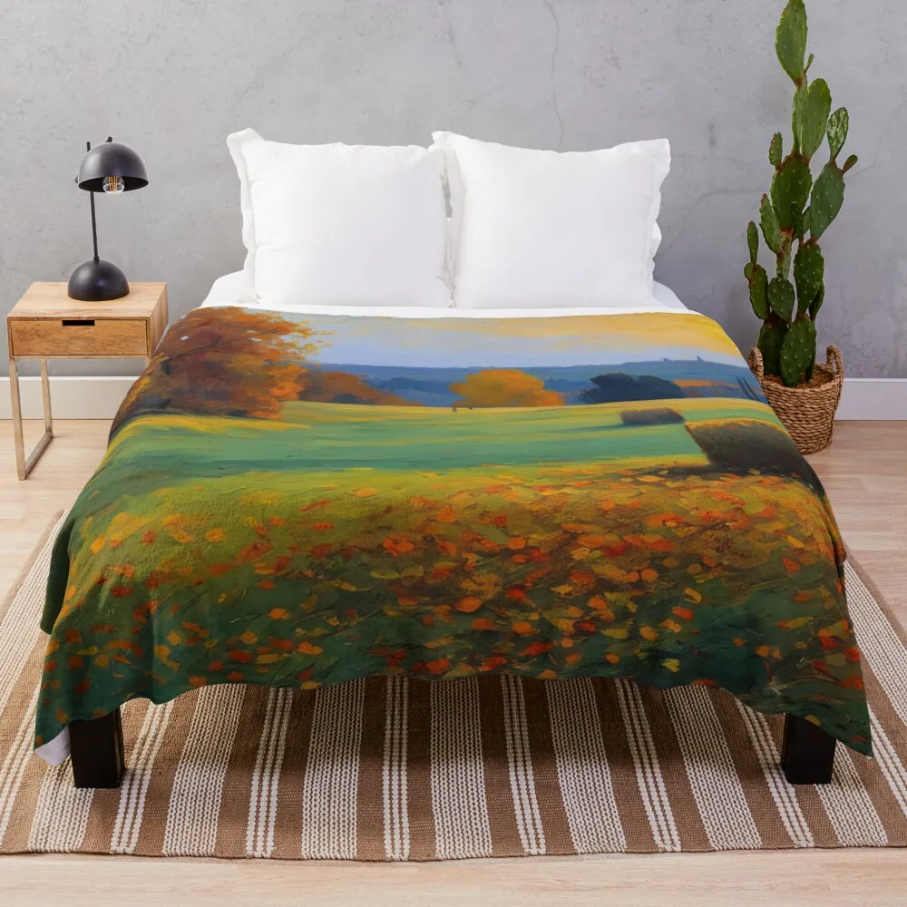 

Field in early autumn - 1 Throw Blanket Bed bed plaid Soft christmas gifts Blankets