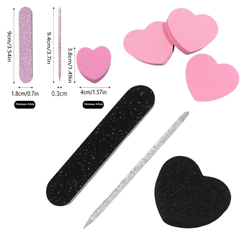 مجموعة العناية بالأظافر اللامعة بقضيب كريستال 8/12 قطعة - عازلة على شكل قلب وقضيب كريستال وملف مزدوج الجوانب لفن الأظافر والباديكير #1