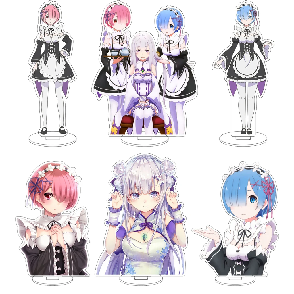 16CM Anime Re:ZERO Starting Life in Another World Rem Emilia Ram Natsuki Subaru Beatrice Cos Acrylic Figure Stand Ornaments Gift