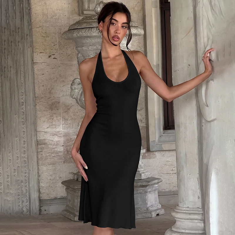 Hugcitar Damen Elegantes Neckholder-Minikleid, Ärmellos, Rückenfrei, Bandage-Stil, Sexy, Modische Kleidung für Geburtstagsfeier und Urlaub – Detail 22