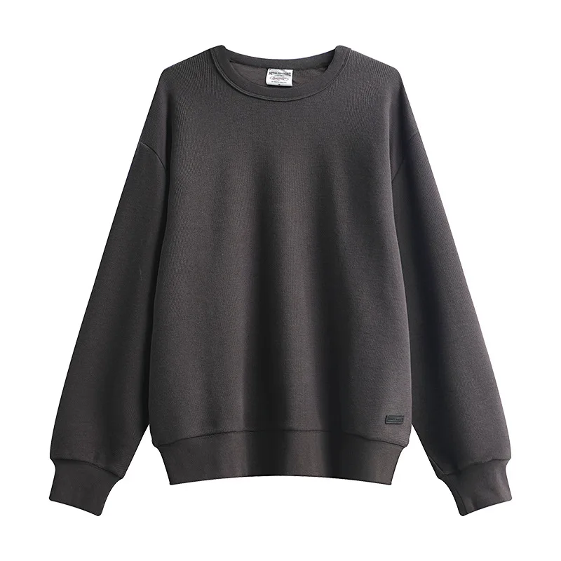 

Heavyweight Waffle Sweatshirt Men Solid Color Long Sleeve O-neck Japan Style Harajuku Simple Casual Loose Luxury Autumn Pullover
