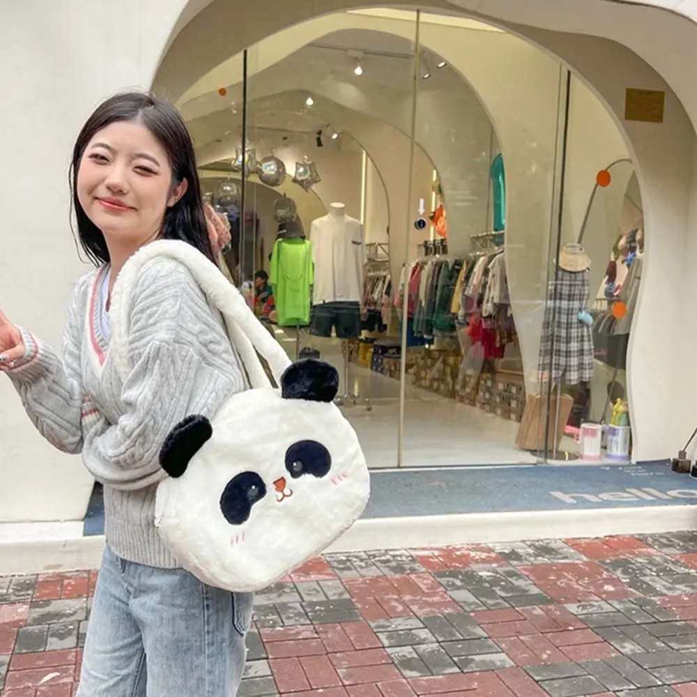 Plush Panda Backpack Adjustable Korean Style Animal Students School Bag Shoulder Bag Stuffed Bags Cartoon Messaage Bag Outdoor