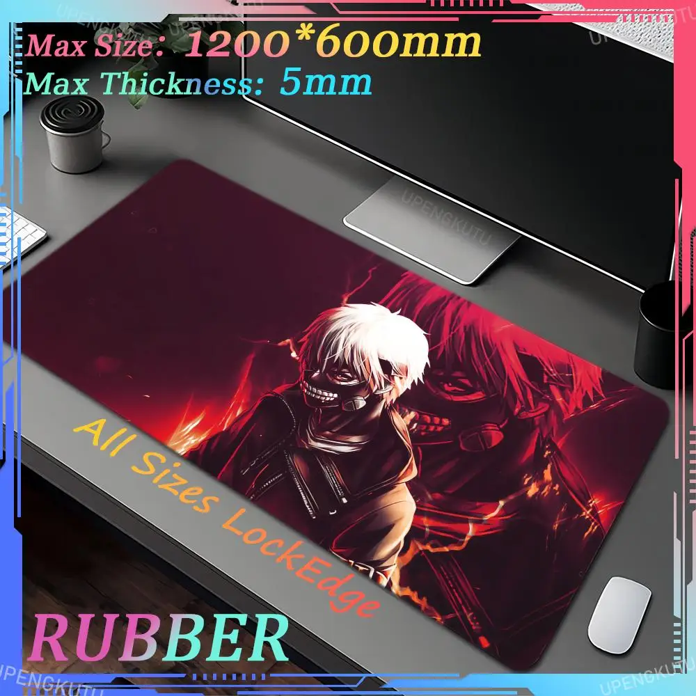

Tokyos Ghoul Mousepad black white Gaming Accessories Mouse Pad Anime Large Mouse Mat Keyboard Computer Gamer Desk Mat 900x400cm