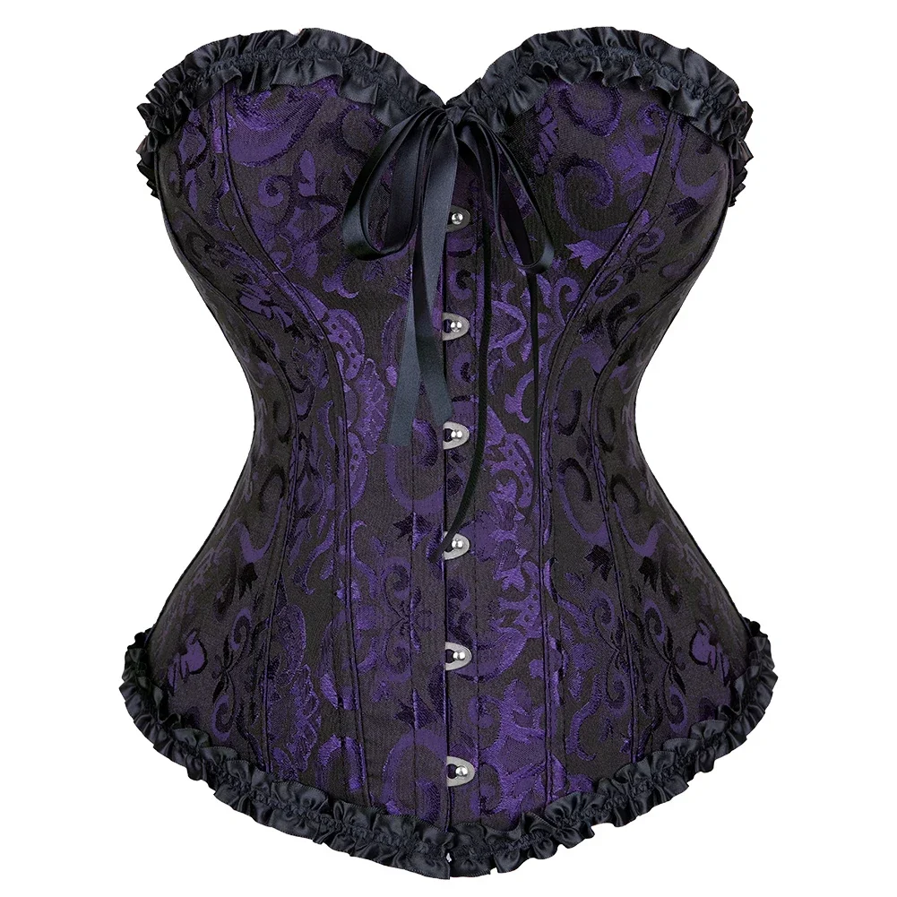 Gold Corsets for Women Vintage Flower Overbust Overbust Bustiers Top Corselet Sexy Victorian Halloween Costume Plus Size Korsett