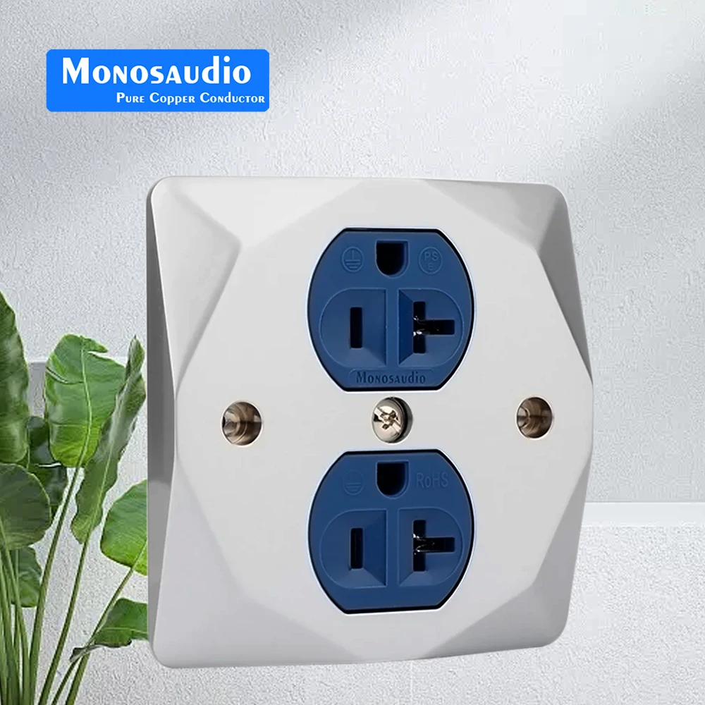 Monosaudio-enchufe de corriente estadounidense de cobre puro, Audio HIFI, doble red estadounidense, conector de CA de 20A, receptáculo de corriente, placa de pared del Panel