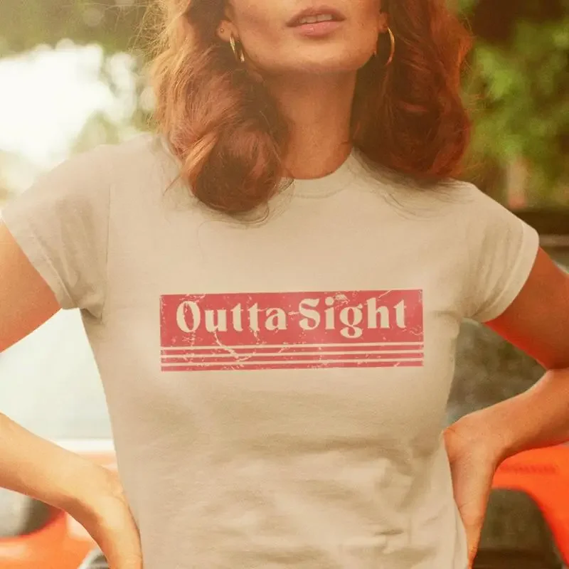 Outta Sight T Shirt 70s Retro Vintage Hippie Groovy Clothing Disco Party Music Festival Fashion