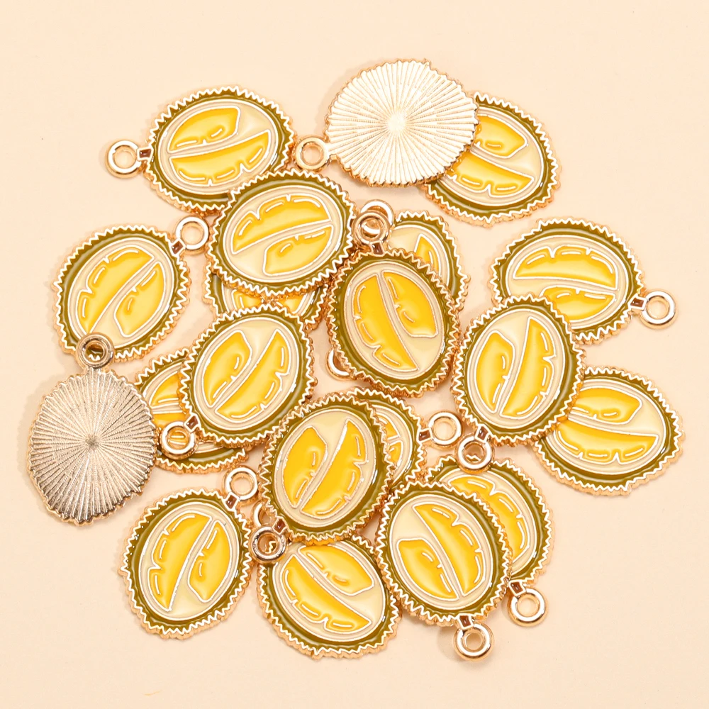 10Pcs 14*20mm Cute Enamel Durian Fruit Charms Pendants For Jewelry Making Earrings Bracelet Handmade Craft DIY Jewelry Accessori